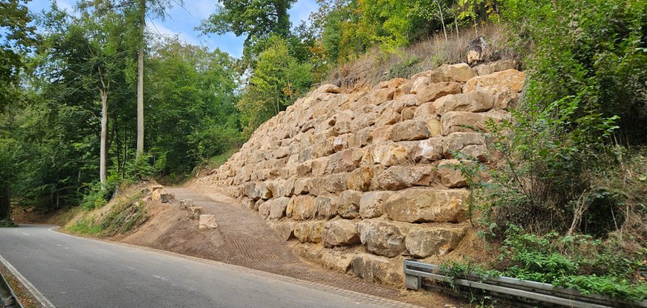 Straße Steinmauer Weg Bäume