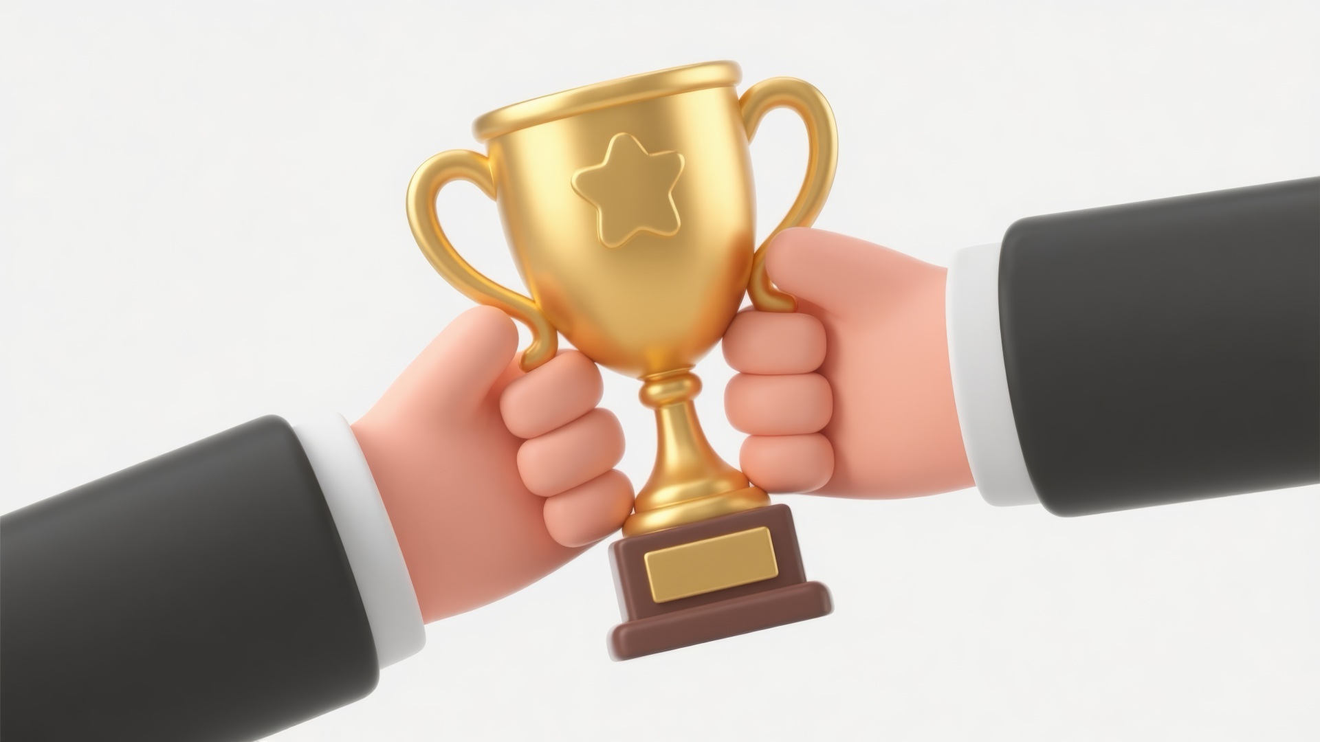 Zwei Hände halten einen Pokal