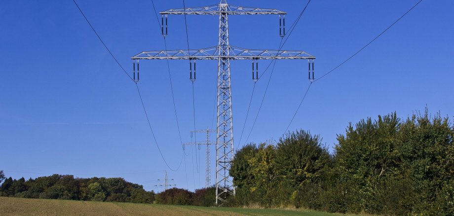 Strommasten auf einer Wiese